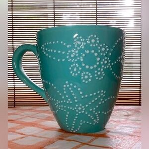 2006 Starbucks Embossed Pin Dot Turquoise Mug